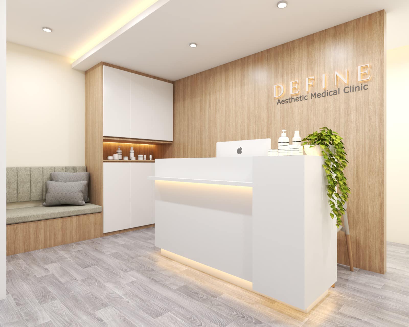 Define Aesthetic Clinic warm reception lounge at International Building Orchard Road